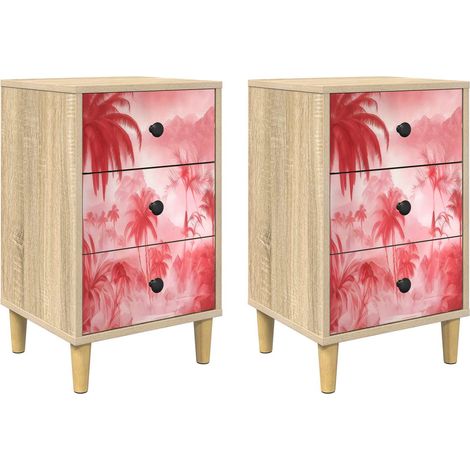 Bedside Cabinet AACHEN 2 pcs Sonoma Oak 36 x 33 x 60 cm vidaXL