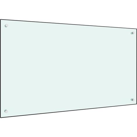 Dosseret de cuisine  Fond de hotte  Crédence de cuisine Blanc 100x60 cm Verre trempé NSME3146 (1/5)