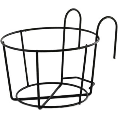 Pot de fleurs suspendu en fer, rond, jardinière de balcon, fixation murale, métal, pour plantes en pot (1/5)