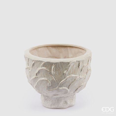 EDG Enzo De Gasperi Vaso Chakra Stucco con Piede H 24 Cm D 31 Cm Waterproof Ivory