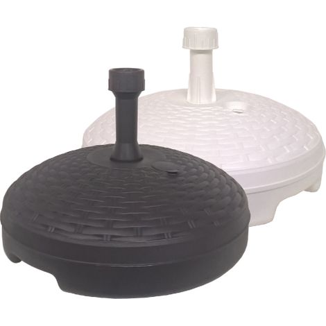 Socle de parasol 45 cm en PVC effet rotin – Rempli d'eau – Pour mats jusqu'à 35 mm – Résistant aux intempéries