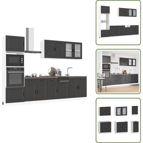 Armadi da cucina in legno - vidaXL Set Mobili da Cucina 7 pz Porto Neri Legno Multistrato - Armadi da cucina multistrato