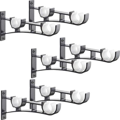 Lot de 6 Supports de Tringle à Rideau en Aluminium, Capacité 50 kg, pour Tiges 1-3 cm, Installation Facile avec Vis Incluses (1/5)