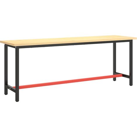 vidaXL Estructura banco de trabajo metal negro y rojo mate 210x50x79cm (1/2)