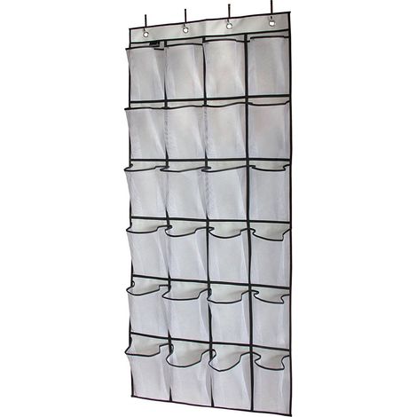 Organisateur de chaussures à suspendre à la porte, sac de rangement avec 24 poches en filet (1/5)