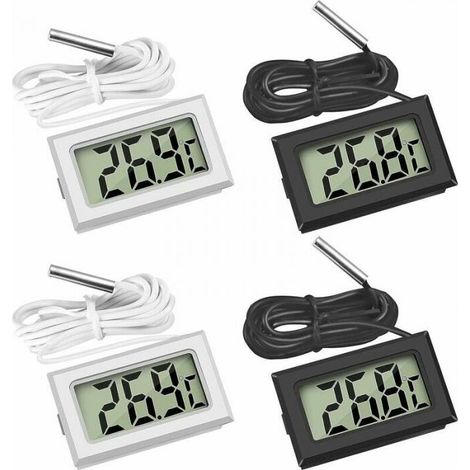 Mini Digital LCD Thermometer Temperature with Temperature Probe Sensor Tester (2X Black 2X White) (1/5)