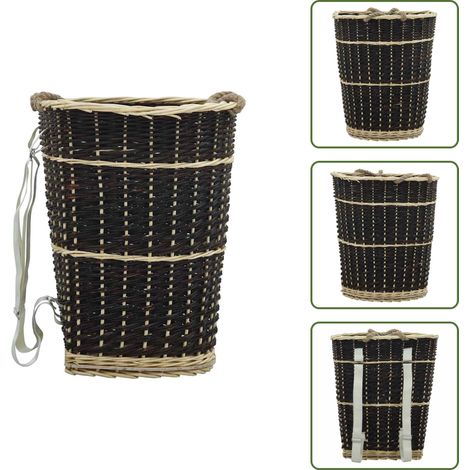 Sac à dos bois de chauffage sangles de transport 50x44x58 cm - Sac À Bois - Panier À Bois - Rangement Bois - Transport Bois - Saule Naturel (1/5)