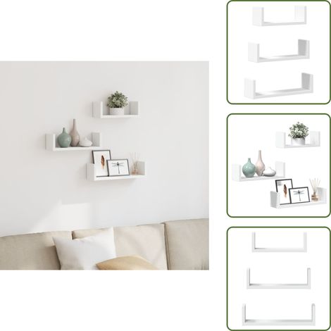vidaXL Étagères murales 3 pcs blanc bois d'ingénierie (1/5)