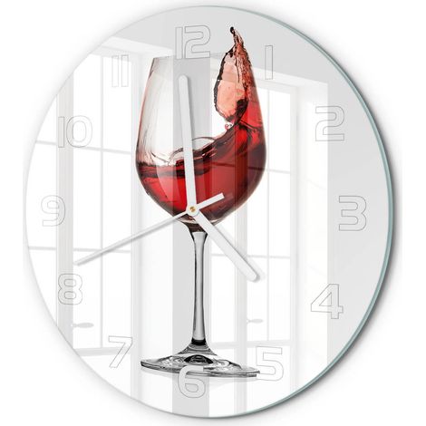 Horloge Murale Ronde Décoration Cuisine en Verre Trempé Silencieuse Moderne Vin rouge fi 30 cm (1/5)