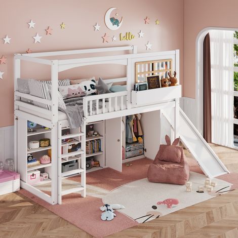Bett Etagenbett Rutsche 90x200 Kleiderschrank HAVRYA (1/5)