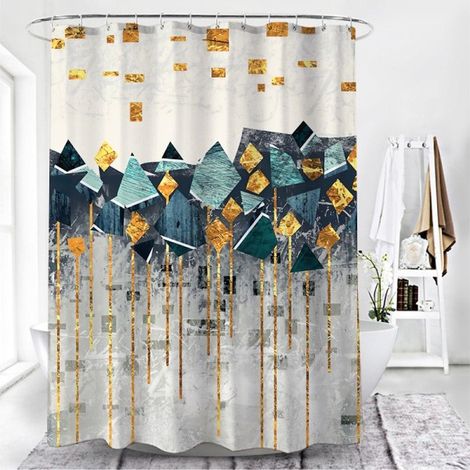 Geometrisk Grön Marmor Duschdraperi 180x180 cm 1 Duschdraperi Polyester Tyg Anti-mögel Vattentät Tvättbar Badrumsgardin- (1/4)