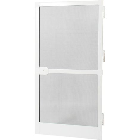 1 - Moustiquaire Porte - Aluminium Laqué Blanc - Fermeture Aimantée Réversible Ouverture 180° Pour Façade Gris 215x100cm (1/5)