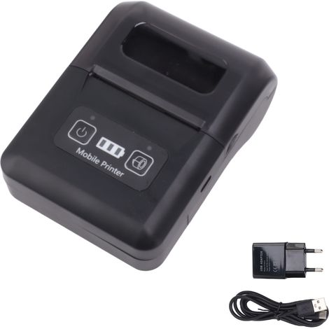 Ortviai Imprimante Thermique Portable Bluetooth 58 mm avec Batterie Intégrée 2500 mAh pour Bureau Mobile et École