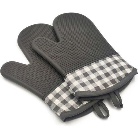 Gants de cuisine en silicone gris, résistants à la chaleur et antidérapants
