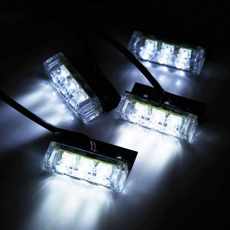 Luce lampeggiante di avvertimento, luce stroboscopica di emergenza, lampada stroboscopica, luce a griglia, luce di avvertimento a LED lampeggiante, luci della polizia, illuminazione di emergenza per v (1/4)