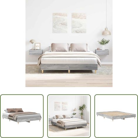 vidaXL Matratze - Bettgestell ohne Matratze Grau Sonoma 140x200 cm Holzwerkstoff (1/5)