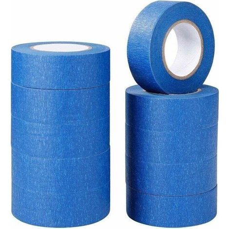Nastro adesivo blu, nastro per pittura e decorazione per etichette, verniciatura a spruzzo, imbianchini, artigianato, 10 rotoli da 24 mm x 20 m (1/4)