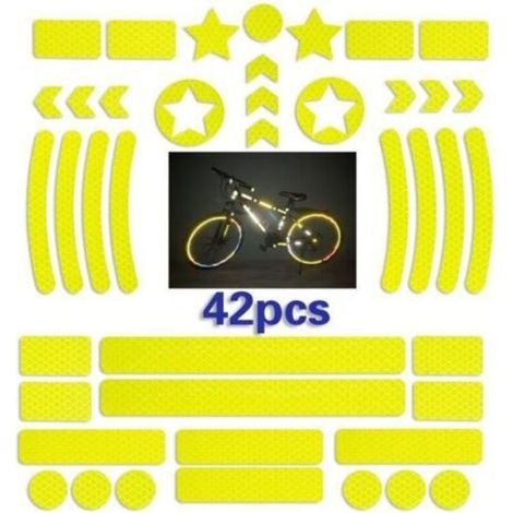 42 Pieces Reflective Bicycle Helmet Sticker, Self-Adhesive Reflective Bicycle Strip, Reflective Stickers for Bicycles, Reflective Bicycle Sticker for Scooter (yellow) (1/5)