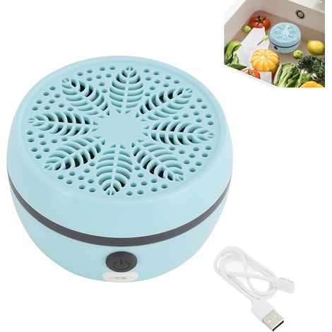 Laveur automatique rechargeable, étanche, durable. Outil de cuisine. Nettoie céréales, viande, fruits de mer. Bleu ciel. (1/5)