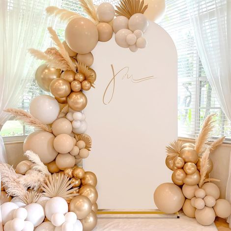 Housse d'arche de Mariage Toile de Fond en élasthanne Convient pour Support d'arc Décoration de Mariage fête de Ballon Crème (80 x 180 cm) (1/5)