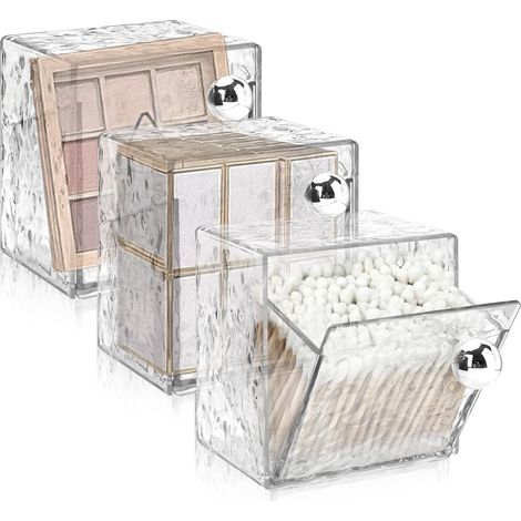 Aufbewahrungsbox aus Acryl für 3 Wattestäbchen, wandmontierte Aufbewahrungsbox für Wattestäbchen und Wattepads (1/4)