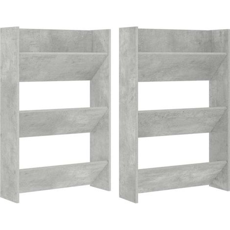Scarpiere Mobile per scarpe Muro 2 pz Grigio Cemento 60x18x90cm Legno Multistrato (1/5)