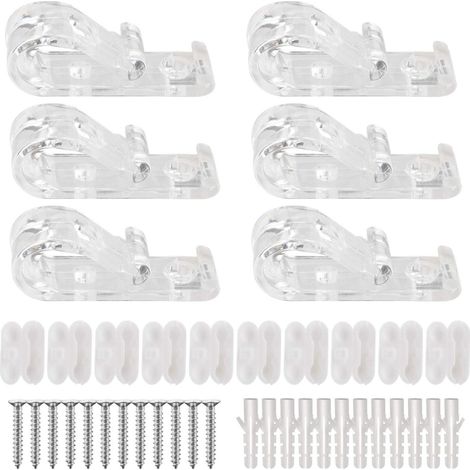 Ensemble de 40 clips de sécurité pour rideaux–Clips en P sécurisés pour stores enrouleurs–Comprend vis–Plastique durable–Blanc