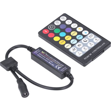 Contrôleur sans fil RF 5-en-1, mini régulateur tension constante RGBCW 28 touches RGB+CCT avec batterie intégrée. (1/5)