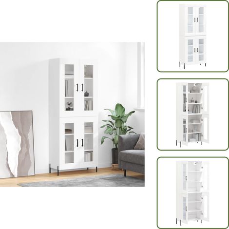 Buffet haut Blanc 69,5x34x180 cm Bois d'ingénierie - Buffet Design Moderne - Meuble Rangement Cuisine - Armoire Blanche - Buffet Haut - Mobilier Salon (1/5)