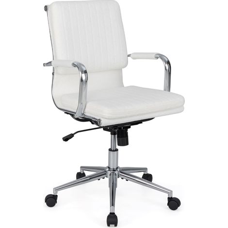COSTWAY Accent Home Office Chair Adjustable Ergonomic Computer Desk Chair-White (1/5)