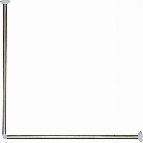 Cleafe - Bastone Asta Per Tenda Doccia Barra A L 2 Lati Angolare Alluminio 80x80cm 69372 - (1/2)