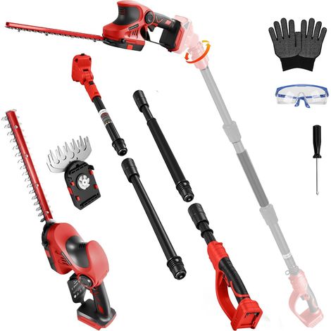 Akkubetriebene Teleskop-Heckenschere, kompatibel mit Milwaukee 18V (Akku nicht im Lieferumfang enthalten), 3-in-1 elektrische Strauchschere, Heckenschere und Heckenformer, kabellose Heckenschere mit K (1/5)