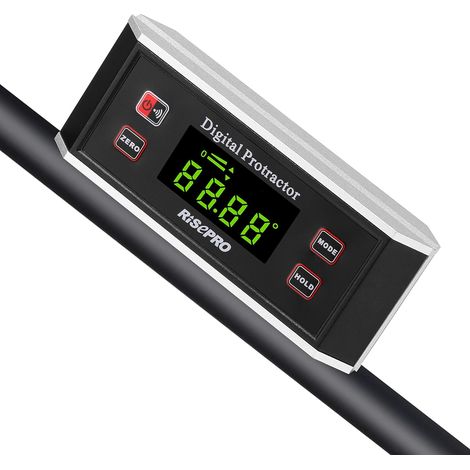 inclinomètre, Risepro® Digital Rapporteur Angle Finder Niveau inclinomètre magnétique rainure en V 0360 degrés avec rétroéclairage 82413b (1/5)