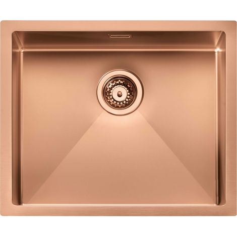 Lavello IRIDE MATT F3" 1 vasca ACCIAIO INOX Finitura: COPPER BRONZE OPACO, incasso: slim, sottotop e filotop, 57X45 prof. 19 (1/2)