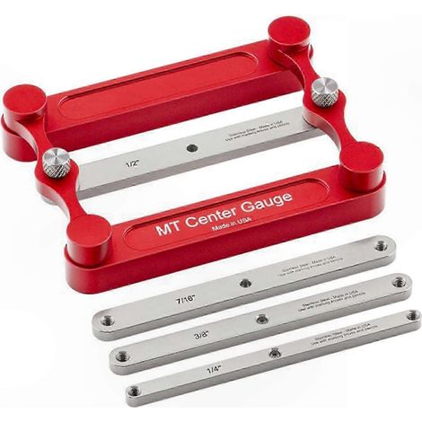 Coffret de gabarit de centrage en acier inoxydable pour traçage précis sur bois, outil de marquage de lignes médianes, idéal pour perçage et assemblage de chevilles, mesure fiable et durable (1/4)
