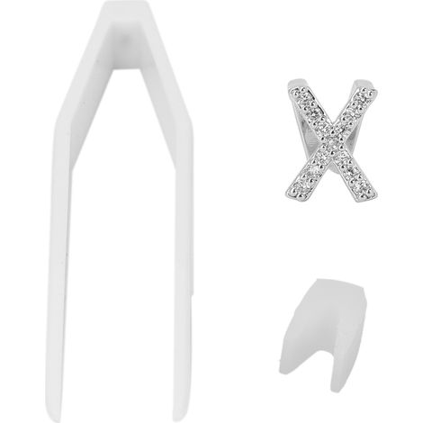 Bijoux dentaires en métal argenté lettre X plaquée or, décoration de dents pour fête, accessoire mode argent. (1/5)