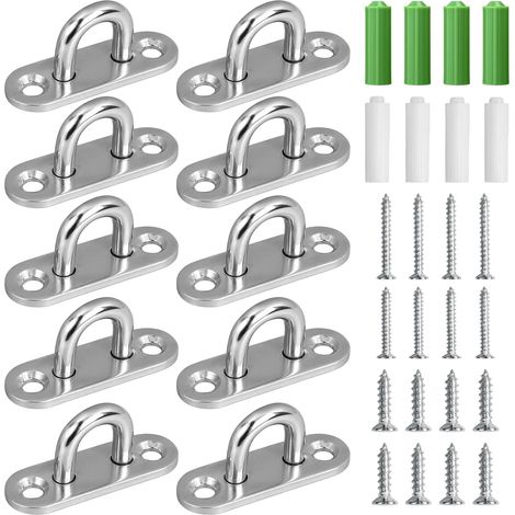 Kit Pontet Inox M5, Lot de 10 Plaques à Œil avec Vis et Chevilles (1/5)
