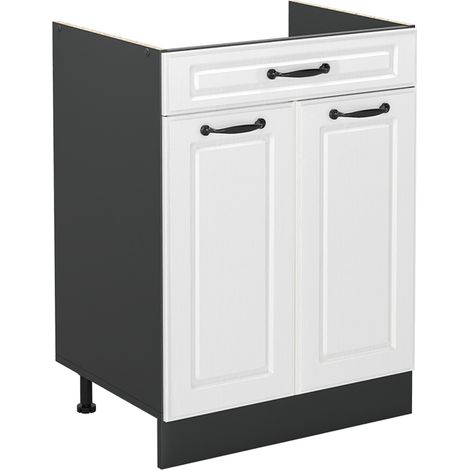 Mobiletto base cucina R-Line, Bianco country/Antracite, 60 cm con cassetto senza piano di lavoro, Vicco (1/5)
