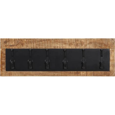 vidaXL Perchero de pared con 6 ganchos madera maciza de mango (1/2)