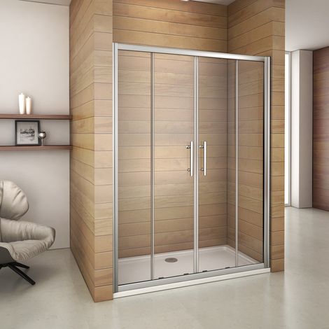 [JAMAIS UTILISÉ] AICA porte de douche coulissante 140x195cm verre sablé installer à gauche en verre anticalcaire (1/5)