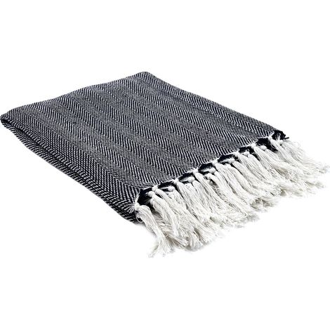 Plaid imprimé géométrique avec franges nouées JACQUARD (1/4)
