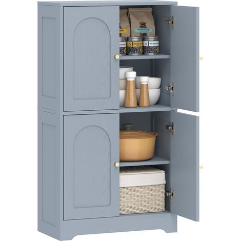 HOMCOM 110cm Kitchen Cupboard with 4 Arched Doors and 2 Adjustable Shelves