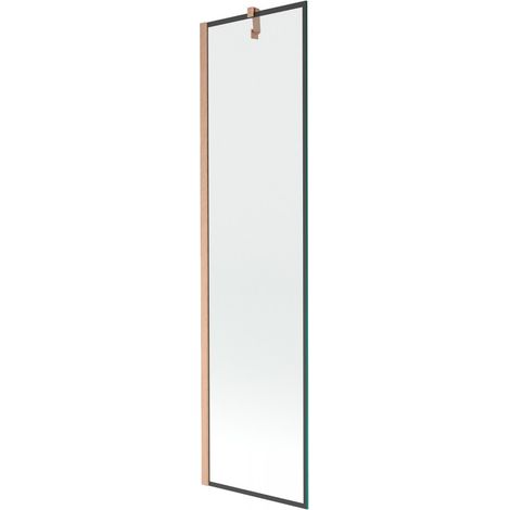 Mexen Next paravento da vasca ad 1 anta 50 x 150 cm, cornice nera, rame spazzolato - 895-050-000-00-70-65 (1/5)