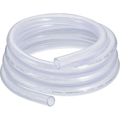 Tube Pvc Tressé Renforcé, Flexible, Transparent, Haute Pression, Diamètre Intérieur 5/8", Diamètre Extérieur 7/8", Longueur 10 Pieds (3 Mètres). (1/5)