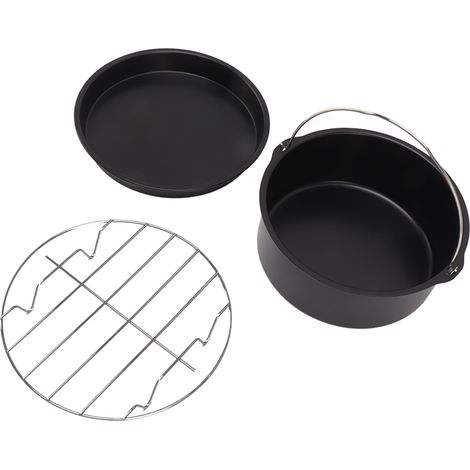 Accessoires pour friteuse, moule à gâteau/pizza en acier inoxydable, revêtement antiadhésif, compatible lave-vaisselle, noir, 15 cm (6 po) (1/5)
