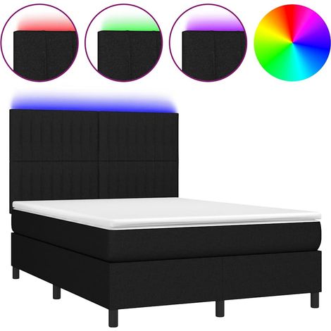 Maison Exclusive - Letto a Molle con Materasso e LED Nero 140x190 cm in Tessuto (1/5)