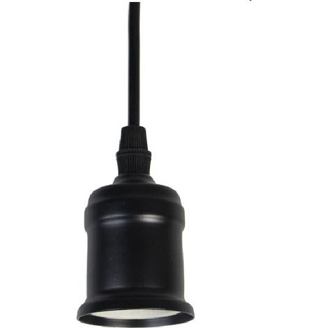 TrAdE Shop Traesio - Portalampada E27 A Sospensione Lampadario Pendente Porta Lampada 1,2 Metri E27-a - Nero