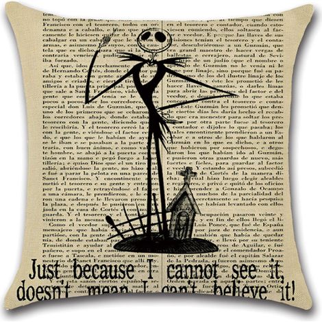 4 Sets Halloween-Sofakissen aus Leinen, Design im Stil alter Zeitungen, lustiger Retro-Halloween-Stil (45x45 cm) (1/4)
