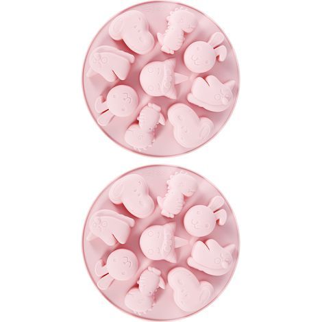 Lot de 2 moules en silicone antiadhésifs forme animaux pour gâteau chocolat fondant outil de cuisson (Rose)