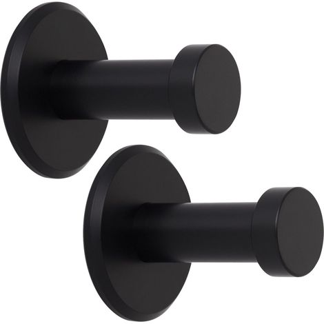 SOTECH Garderobenhaken TALEA (Ø 10 / 15 mm) Edelstahl massiv inkl. Befestigungsmaterial, schwarz eloxiert (Länge 30 mm, Gesamtlänge 33 mm), 2 x Wandhaken